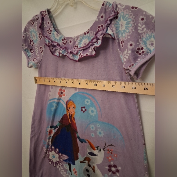 Purple Frozen Nightgown with Anna and Olaf Pajama Dress Size 9-10. - Picture 2 of 5